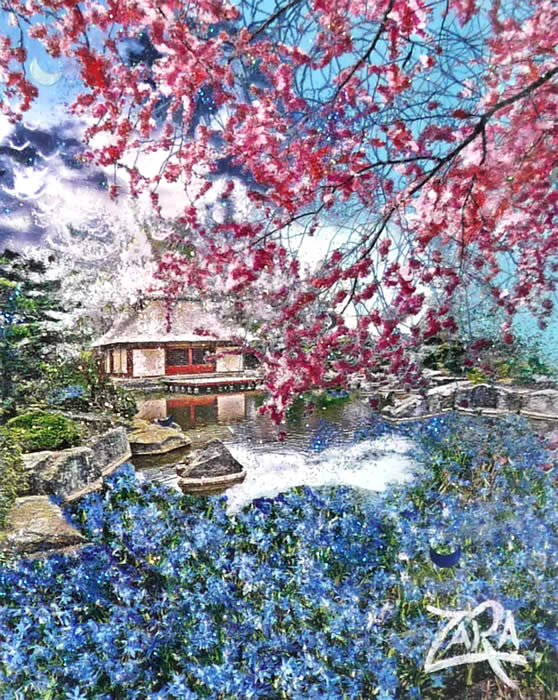 LICHT und LIEBE KUNST von HYZARA real Aquarell Sylphen im Japansichen Garten